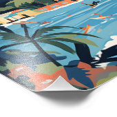 Honolulu Beach Poster felle kleuren AI gegenereerd (Hoek)