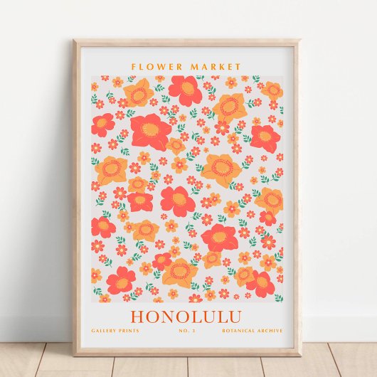 Honolulu Bloemenmarkt Botanisch Poster