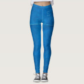 Honolulu Blue Leather & Seam Chic Custom Initiaal Leggings (Voorkant)