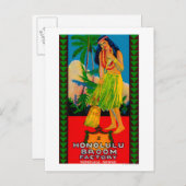 Honolulu Broom Handle LabelHonolulu, HI Briefkaart (Voorkant / Achterkant)