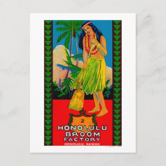 Honolulu Broom Handle LabelHonolulu, HI Briefkaart (Voorkant)