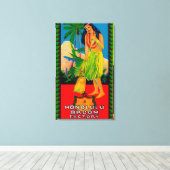 Honolulu Broom Handle LabelHonolulu, HI Canvas Afdruk (Insitu (Houten vloer))