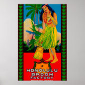 Honolulu Broom Handle LabelHonolulu, HI Poster (Voorkant)