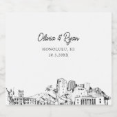 Honolulu Bruiloft Champagne Label Sparkling Wijnetiket (Enkel label)