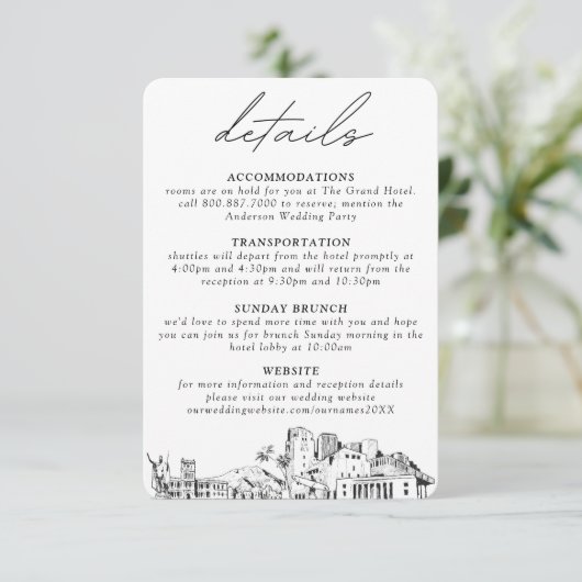 Honolulu Bruiloft Details Behuizing Kaart (Staand voorkant)