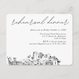 Honolulu bruiloft elegante repetitie diner informatiekaartje