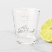 Honolulu bruiloft gunst gepersonaliseerd gejuich shot glas (Achterkant)