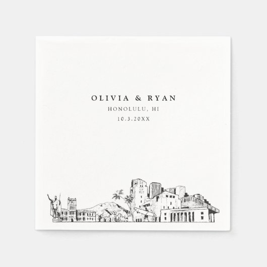 Honolulu bruiloft minimalistisch papier servet (Voorkant)
