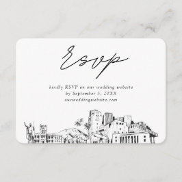 Honolulu Bruiloft Minimalistische Schets RSVP Informatiekaartje