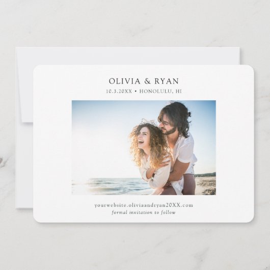 Honolulu Bruiloft Modern Save the Date Kaart (Achterkant)