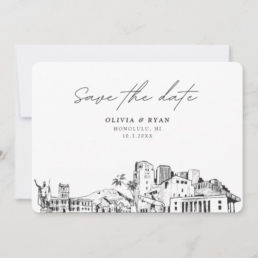 Honolulu Bruiloft Modern Save the Date Kaart (Voorkant)
