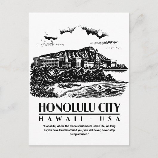 Honolulu City Hawaii USA Briefkaart (Voorkant)