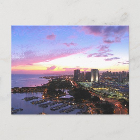 Honolulu cityscape Hawaii sunset Briefkaart (Voorkant)