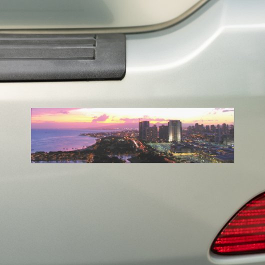 Honolulu cityscape Hawaii sunset Bumpersticker (Op auto)
