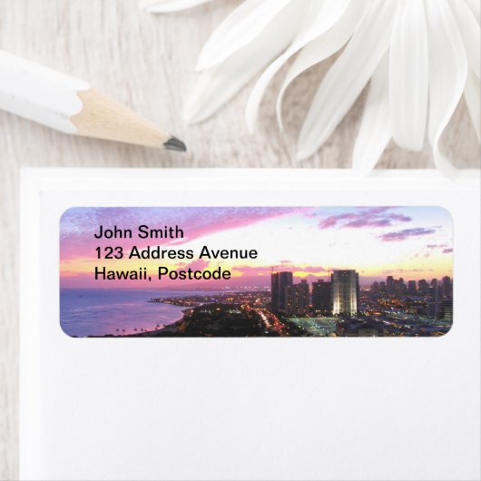 Honolulu cityscape Hawaii sunset Etiket (Insitu)