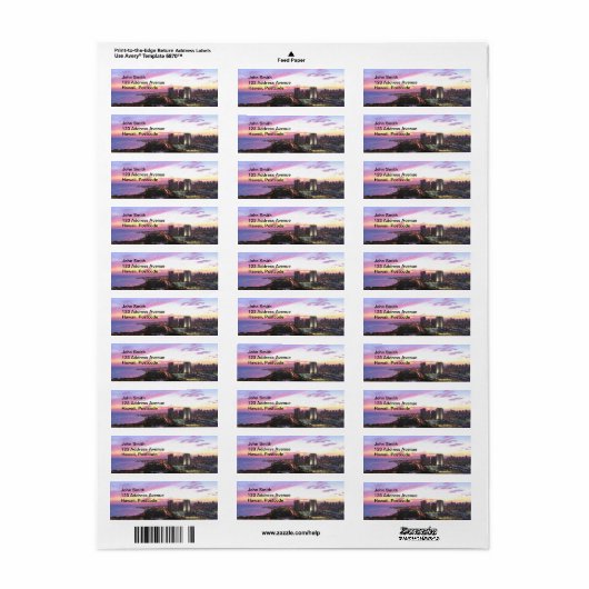 Honolulu cityscape Hawaii sunset Etiket (Full Sheet)