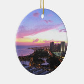 Honolulu cityscape Hawaii sunset Keramisch Ornament (Rechts)