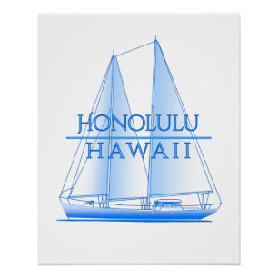 Honolulu Coastal Nautical Sailing Sailor Perfect Poster