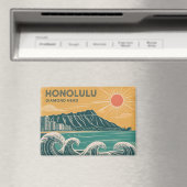 Honolulu Diamond Head Oahu Waikiki Retro Classic Magneet (Insitu (Vaatwasser))