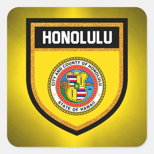 Honolulu Flag Vierkante Sticker (Voorkant)