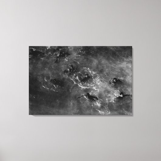 Honolulu, HA - Duikende jongens nabij Honolulu Har Canvas Afdruk (Voorkant)