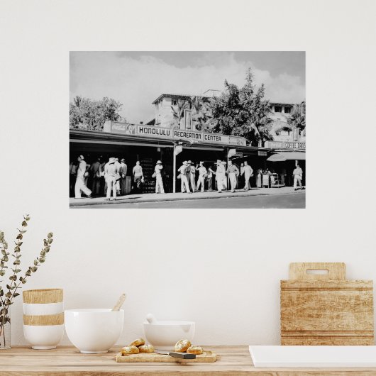 Honolulu, HA - Uitzicht van de Honolulu Poster (Keuken)