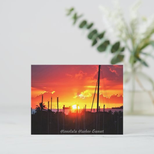 Honolulu Harbor Sunset Briefkaart (Staand voorkant)