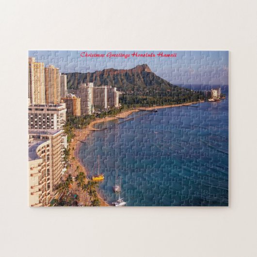 Honolulu Hawaï landschap. Kerstgroeten Legpuzzel (Horizontaal)