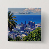 Honolulu, Hawaï pittoresk stadsbeeld Vierkante Button 5,1 Cm (Voorkant)