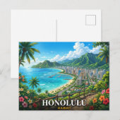 Honolulu Hawaï Reis Briefkaart (Voorkant / Achterkant)