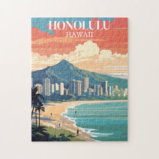 Honolulu, Hawaï: Reis Vintage Legpuzzel (Verticaal)