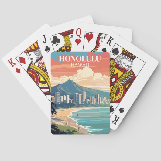 Honolulu, Hawaï: Reisvintage Pokerkaarten (Achterkant)
