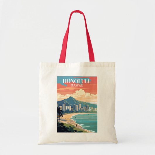 Honolulu, Hawaï: Reisvintage Tote Bag (Voorkant)