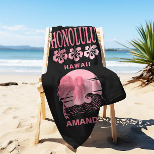 Honolulu Hawaï Roze Strand Bruidsmeisjes Uitje Op Strandlaken