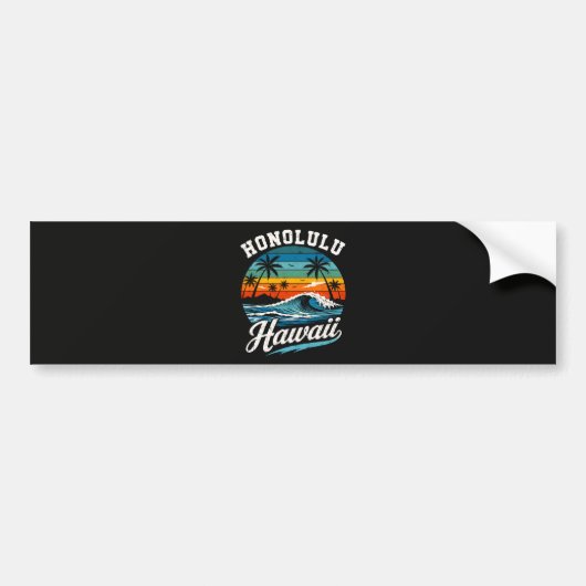 Honolulu Hawaï Surferszonsondergang Bumpersticker (Voorkant)
