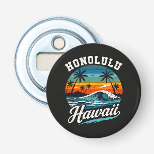 Honolulu Hawaï Surferszonsondergang Button Flesopener
