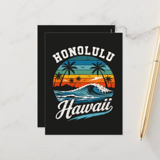 Honolulu Hawaï Surferszonsondergang Feestdagenkaart (Voorkant / Achterkant in situ)