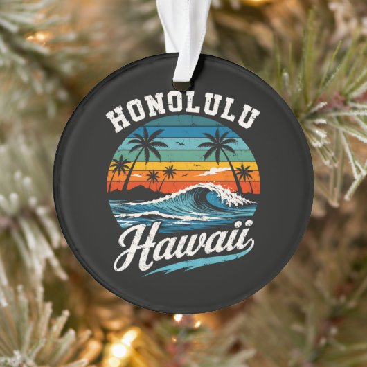 Honolulu Hawaï Surferszonsondergang Ornament (Boom)