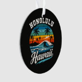 Honolulu Hawaï Surferszonsondergang Ornament (voorkant)