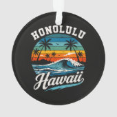 Honolulu Hawaï Surferszonsondergang Ornament (achterkant)