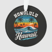 Honolulu Hawaï Surferszonsondergang Ornament (voorkant)