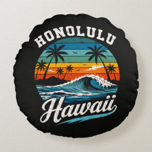 Honolulu Hawaï Surferszonsondergang Rond Kussen