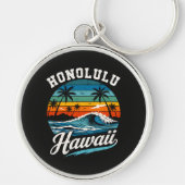 Honolulu Hawaï Surferszonsondergang Sleutelhanger (Voorkant)