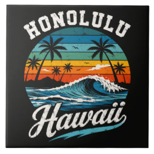 Honolulu Hawaï Surferszonsondergang Tegeltje