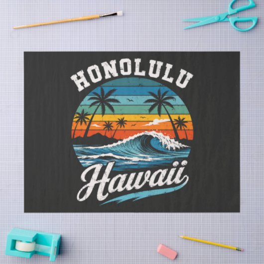 Honolulu Hawaï Surferszonsondergang Tissuepapier (Craft)