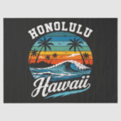 Honolulu Hawaï Surferszonsondergang Tissuepapier (Voorkant)