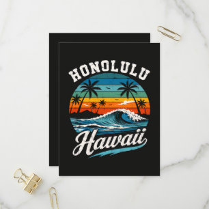 Honolulu Hawaï Surferszonsondergang Uitnodiging Briefkaart