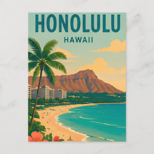 Honolulu Hawaï Tropisch Strand Reis Scene Briefkaart