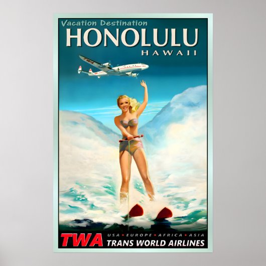 HONOLULU Hawaï TWA Trans World Airlines Pacific Poster (Voorkant)