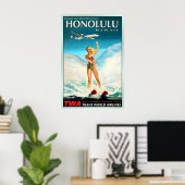 HONOLULU Hawaï TWA Trans World Airlines Pacific Poster (Thuiskantoor)